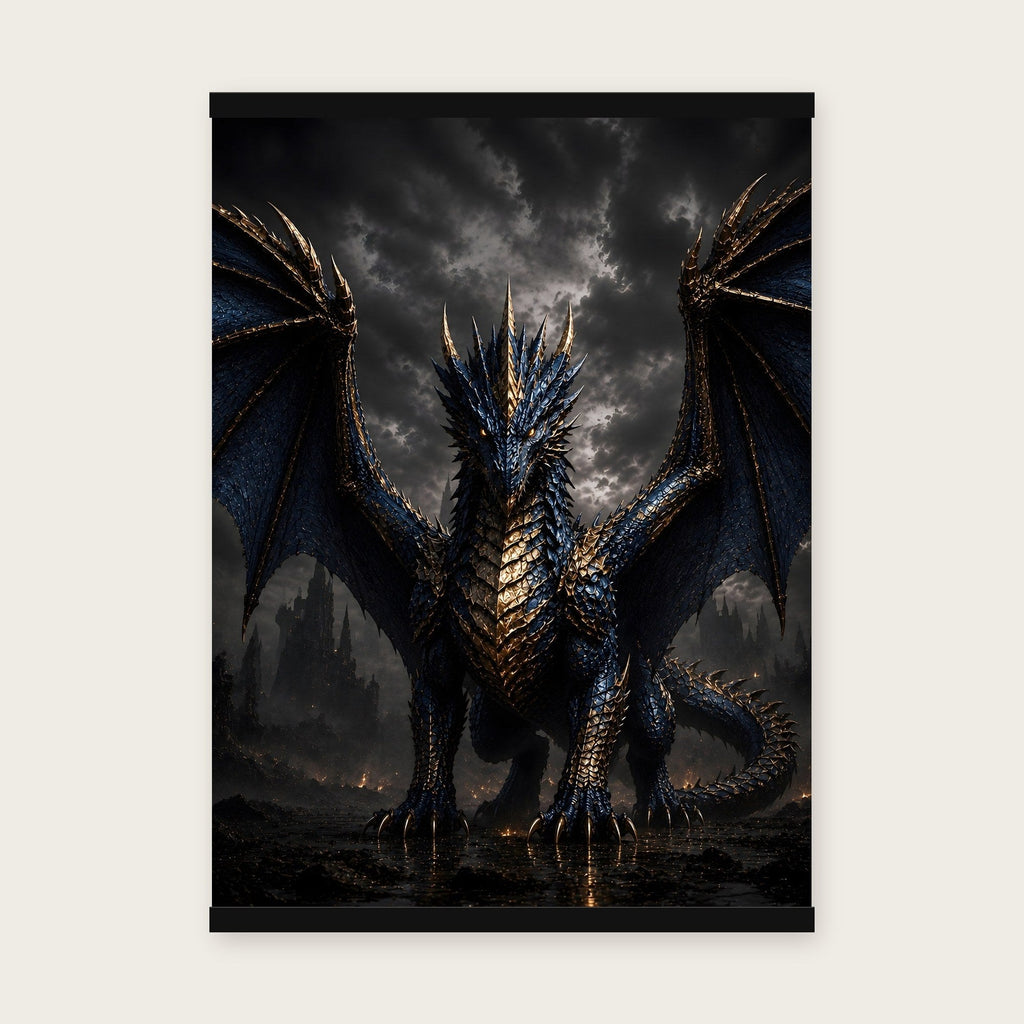 Der Azurdrache – Poster mit schwarzer Holzleiste, 50×70 cm