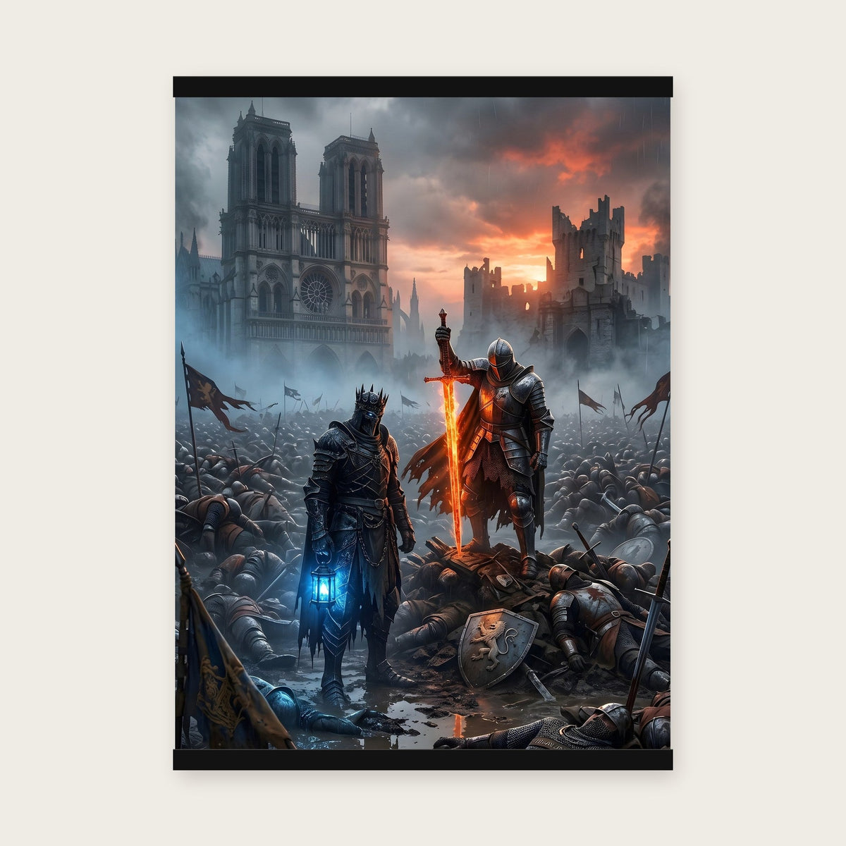 Die Letzten vor der Kathedrale – Poster mit schwarzer Holzleiste, 50×70 cm