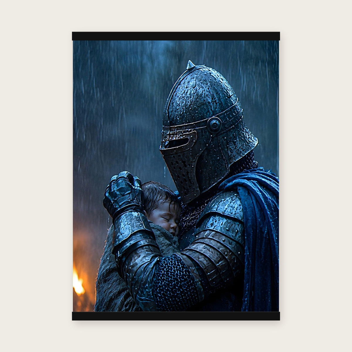 Der Beschützer – Poster mit schwarzer Holzleiste, 50×70 cm