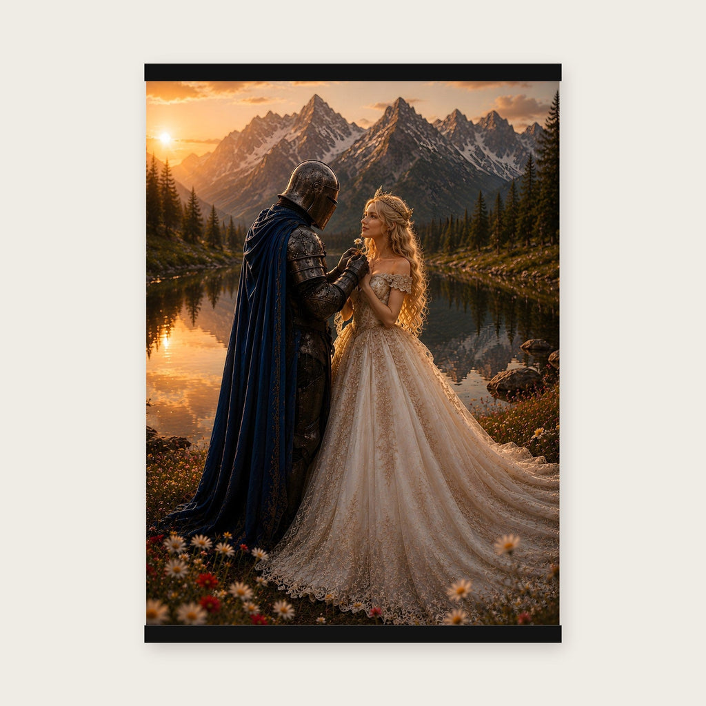 Der blaue Umhang – Poster mit schwarzer Holzleiste, 50×70 cm