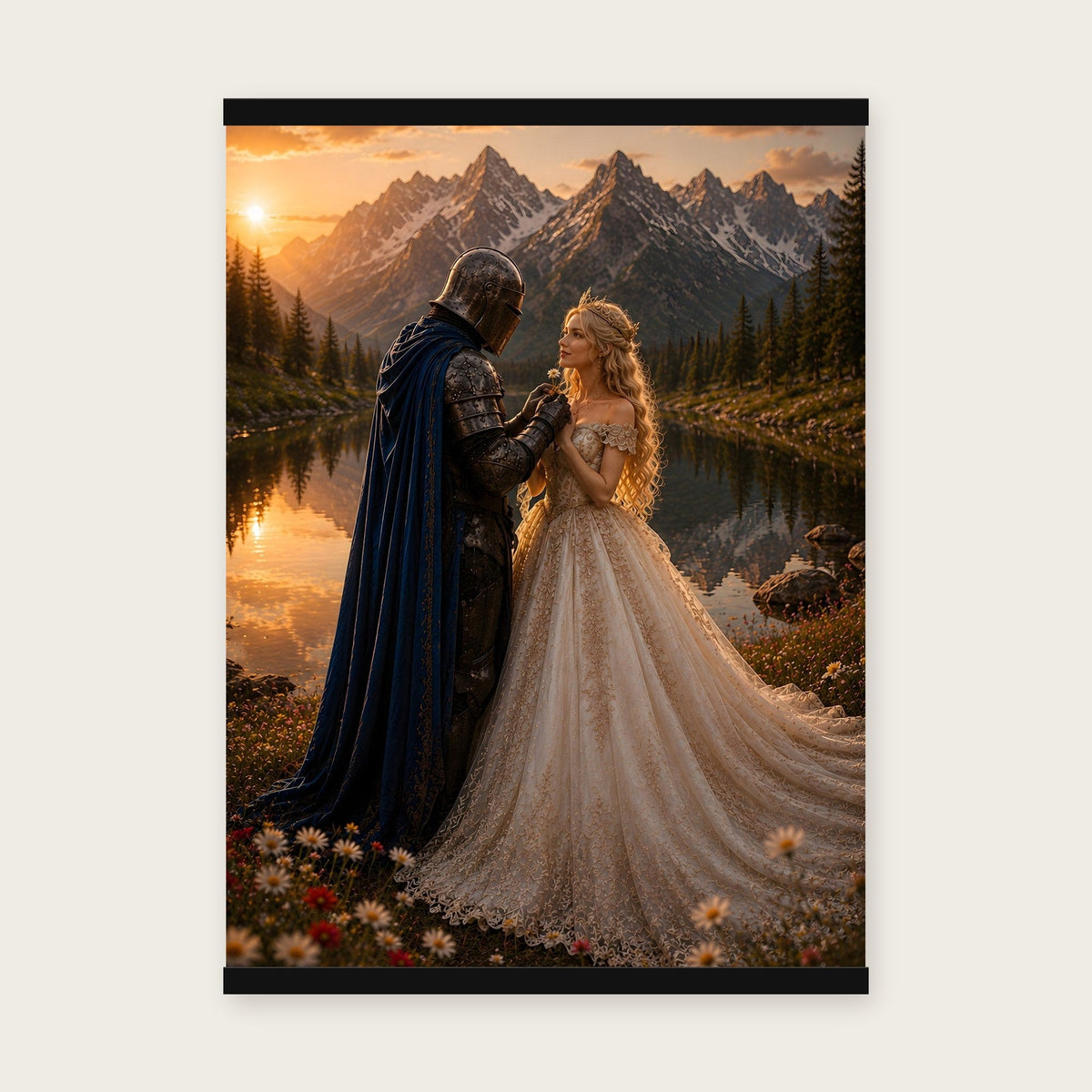 Der blaue Umhang – Poster mit schwarzer Holzleiste, 50×70 cm
