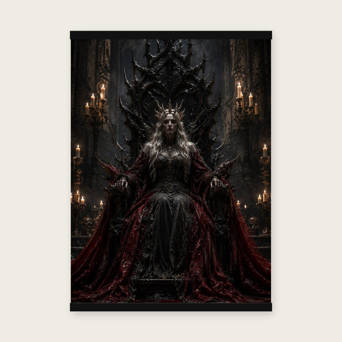Die Dunkelkönigin – Poster mit schwarzer Holzleiste, 50×70 cm