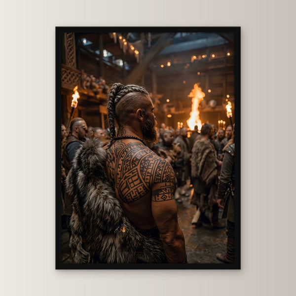 Einzug in die Halle – Dark-Fantasy-Wandbild, gerahmt