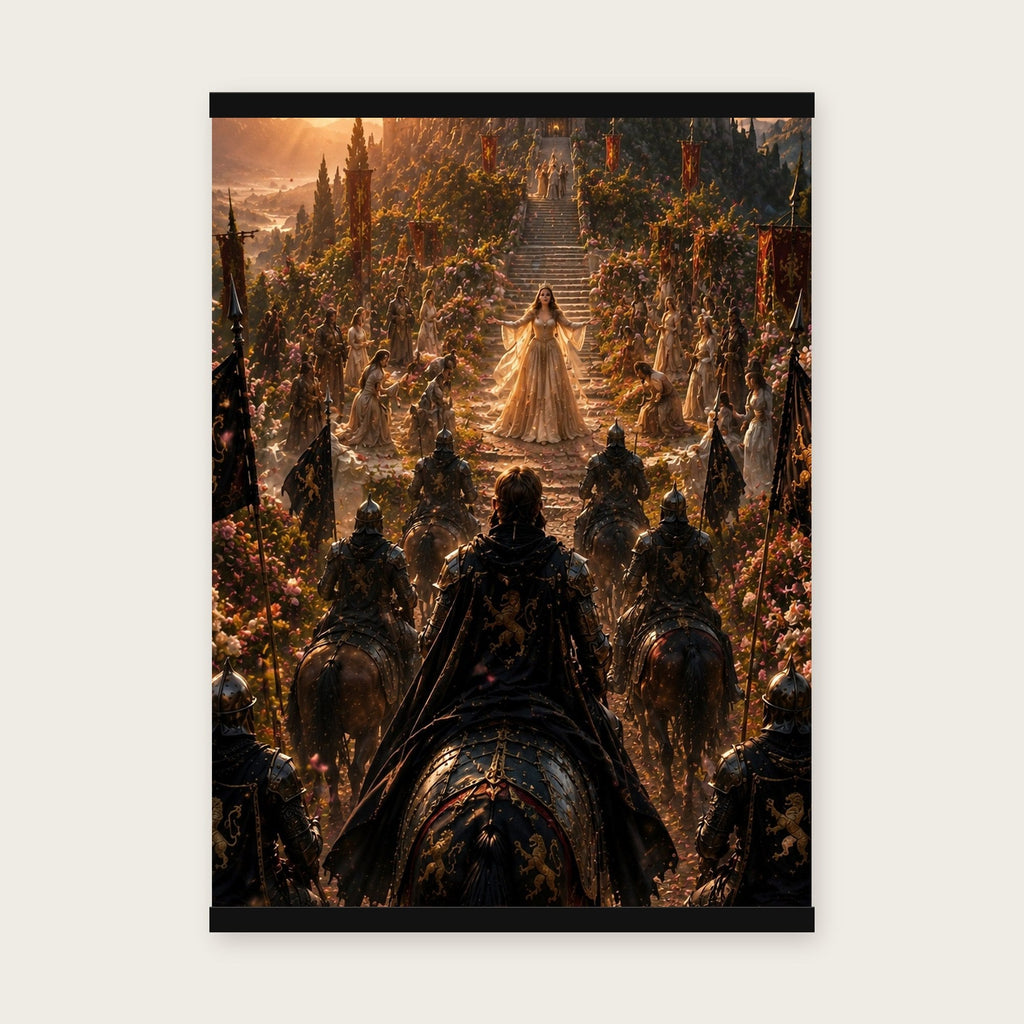 Der Empfang – Poster mit schwarzer Holzleiste, 50×70 cm