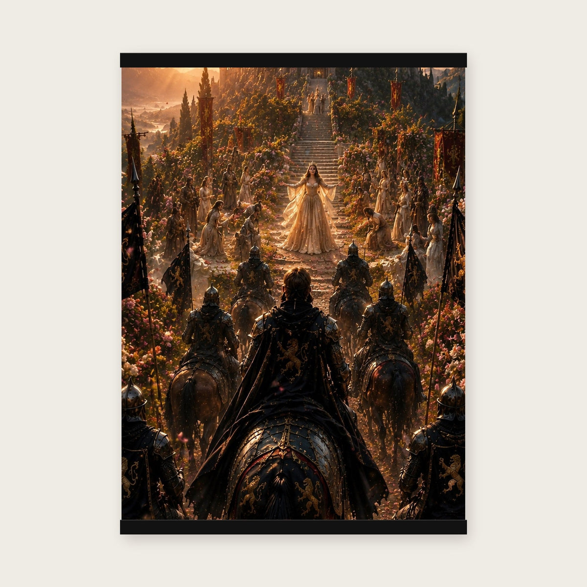 Der Empfang – Poster mit schwarzer Holzleiste, 50×70 cm