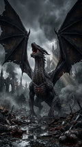 Das Erwachen des Schwarzen Drachen – dunkles Fantasy-Wandbild