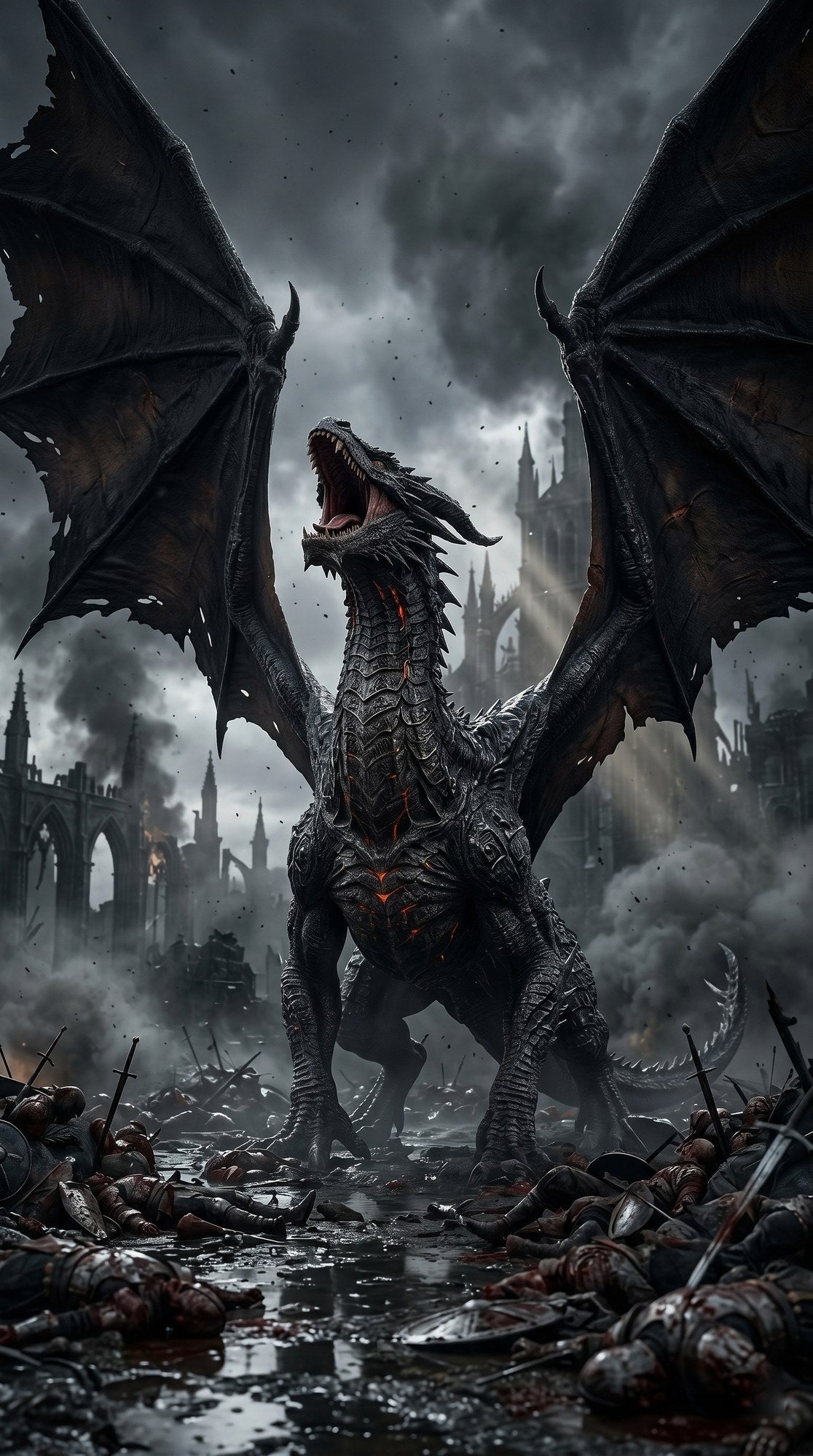 Das Erwachen des Schwarzen Drachen — Gerahmtes Wandbild