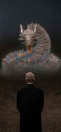Der Silberdrache – Gerahmtes Wandbild | Fantasywand