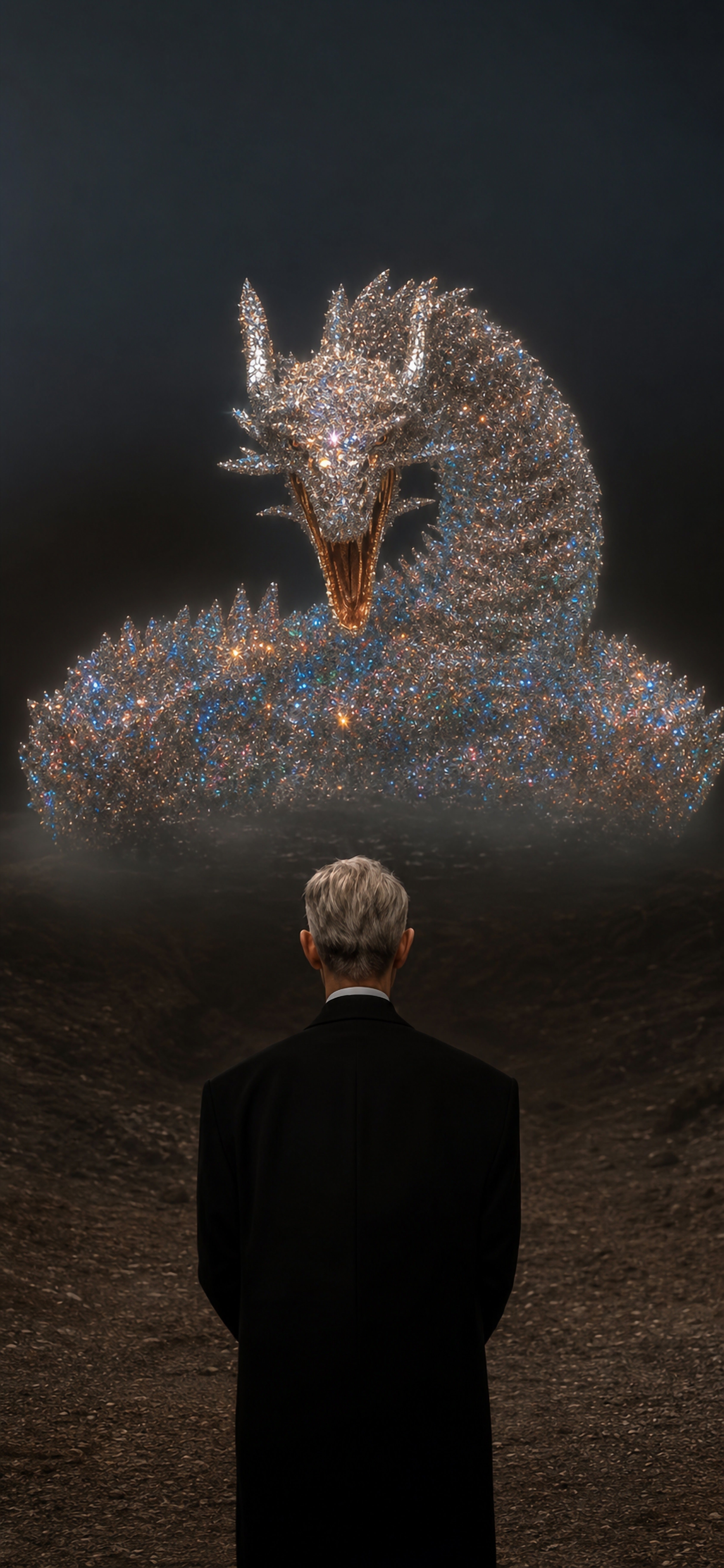Der Silberdrache – Gerahmtes Wandbild | Fantasywand