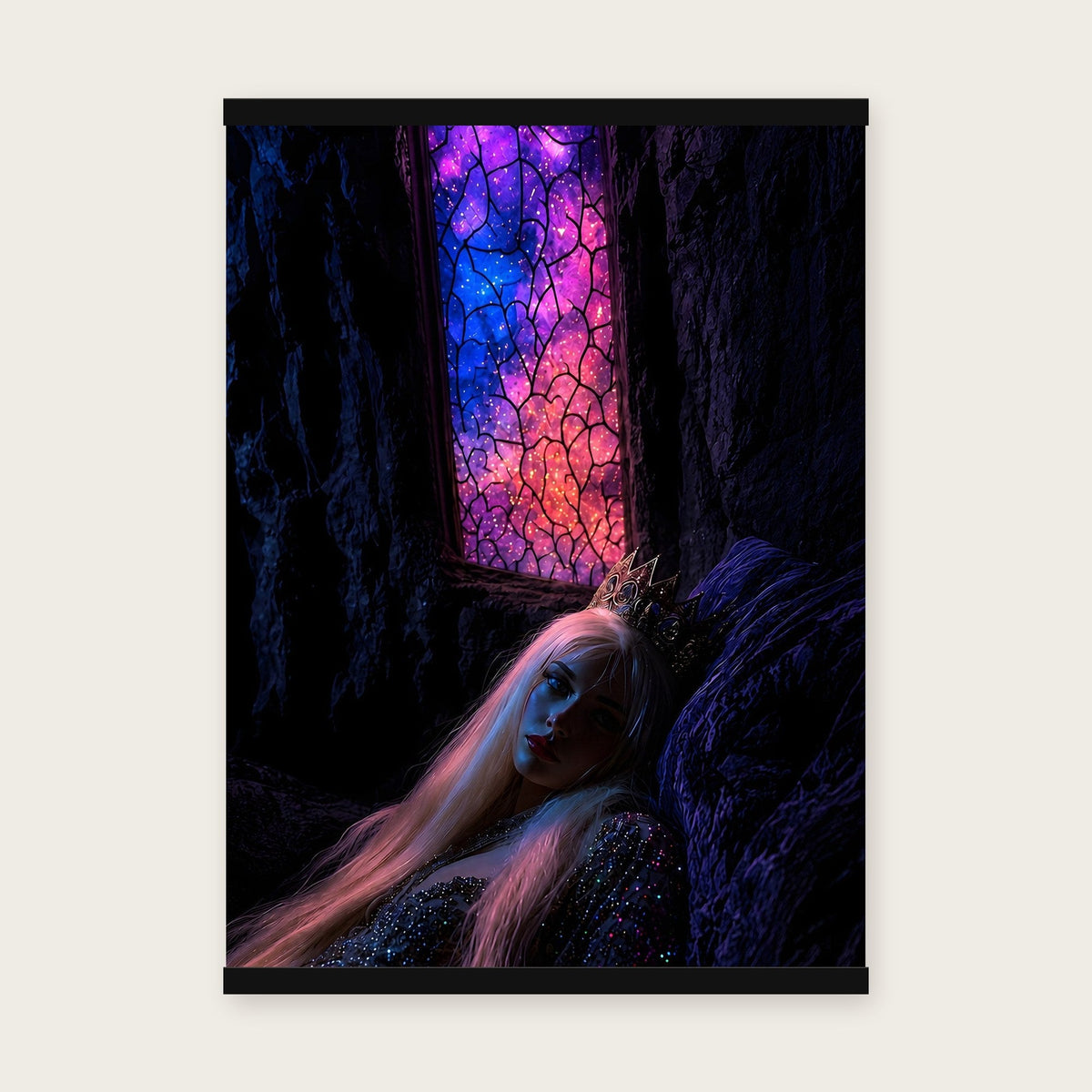 Die Kristallhöhle – Poster mit schwarzer Holzleiste, 50×70 cm