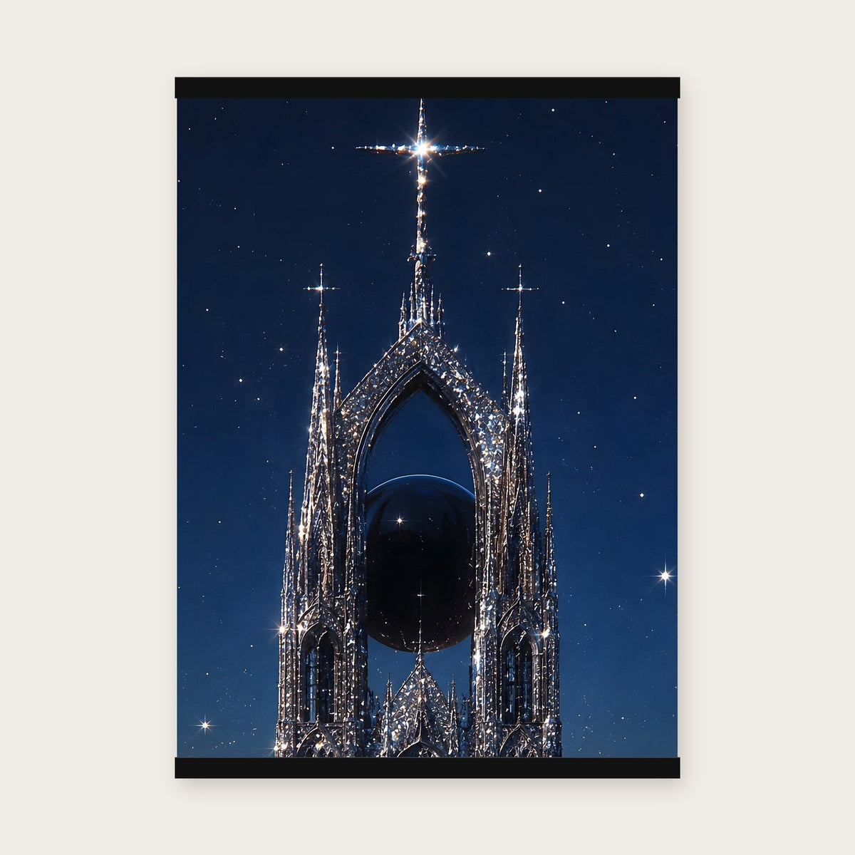 Die Sternenkathedrale – Poster mit schwarzer Holzleiste, 50×70 cm
