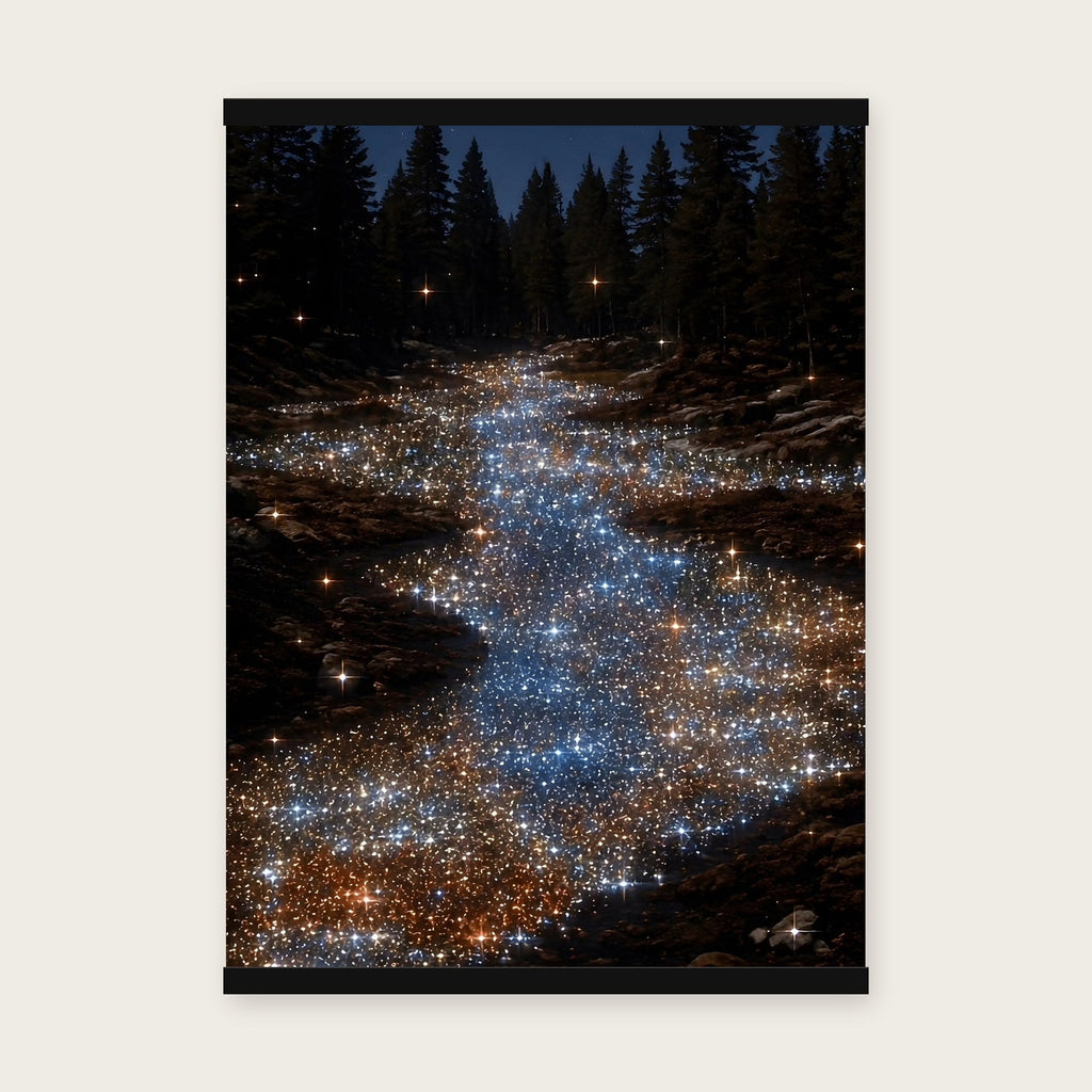 Sternenfluss – Poster mit schwarzer Holzleiste, 50×70 cm
