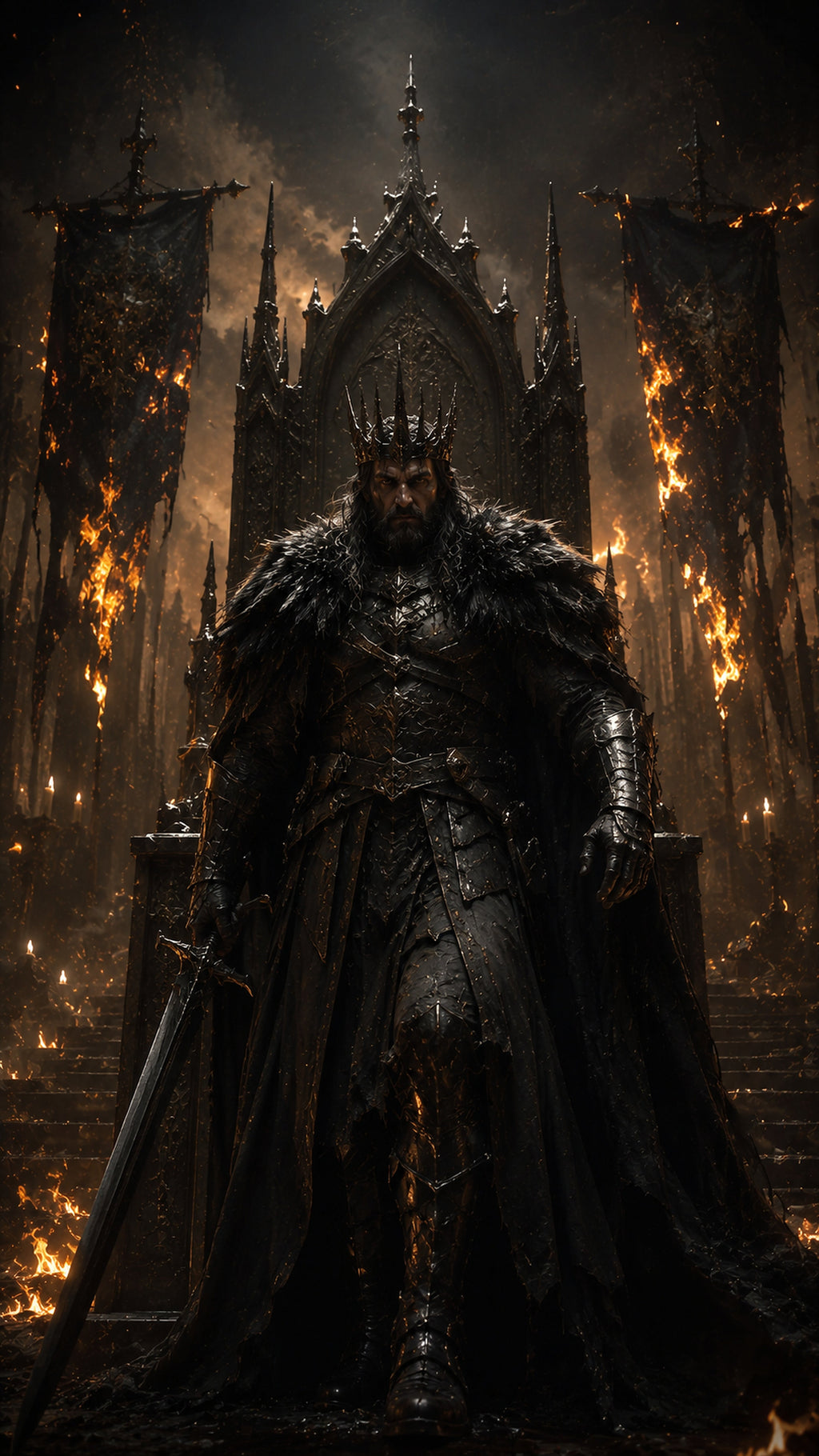 Der Flammenkönig – dunkles Fantasy-Wandbild