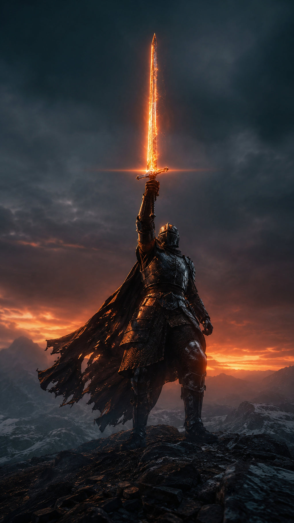 Das Flammenschwert – Dark-Fantasy-Wandbild | Fantasywand