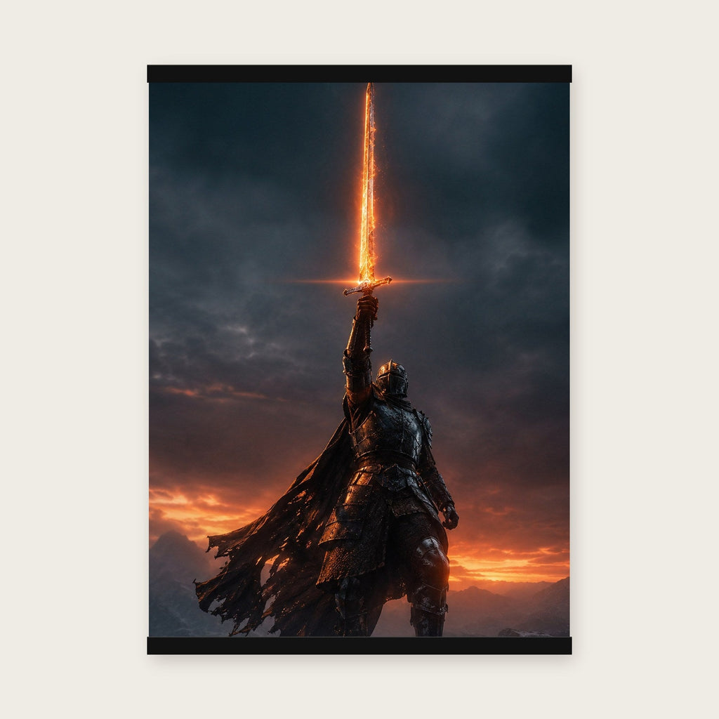 Das Flammenschwert – Poster mit schwarzer Holzleiste, 50×70 cm