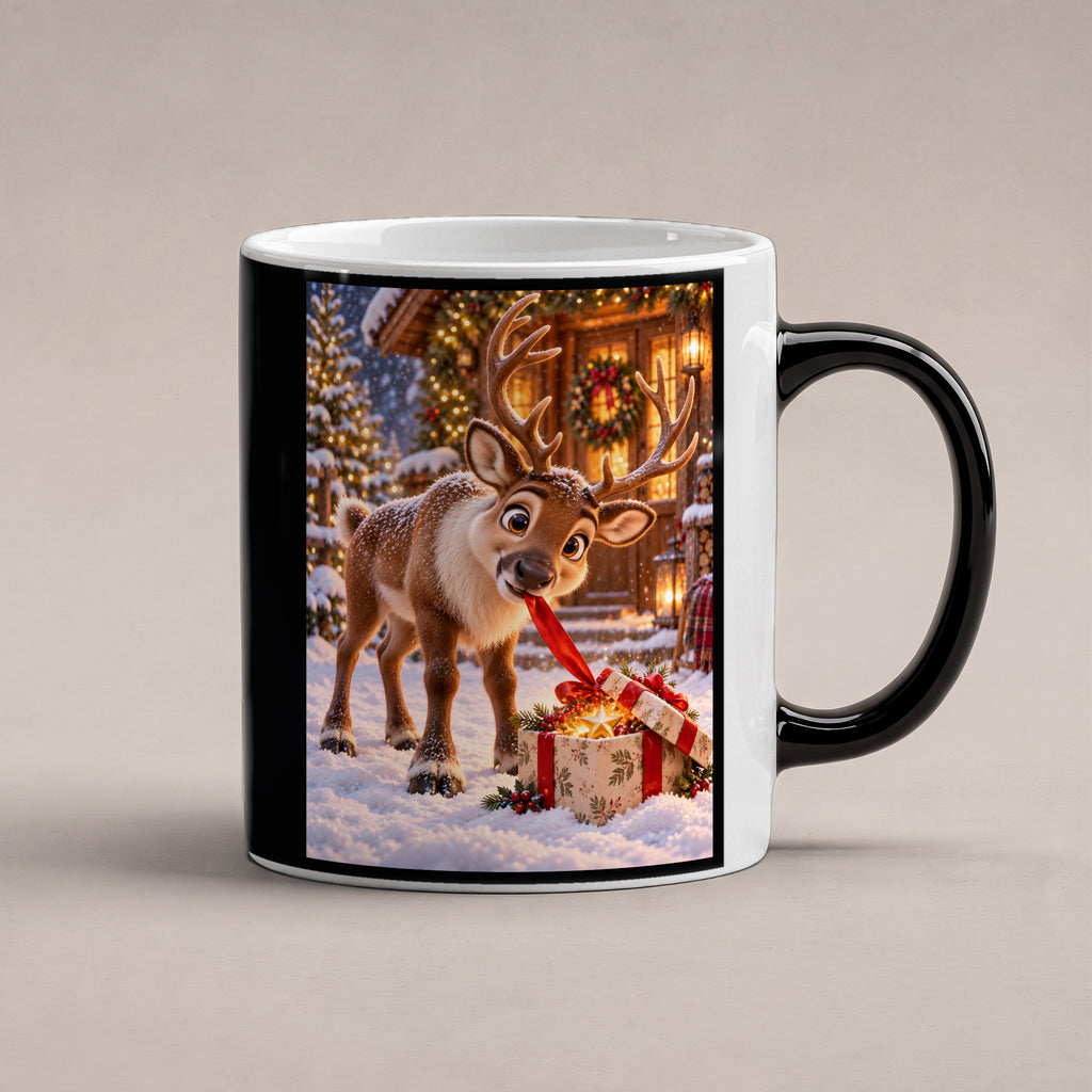 Geschenk-Inspektor – Rentiertasse. Beidseitige Motivansicht. 1 STUDIO HEISS. Zaubertasse: Wärmeeffekt.