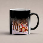 Geschenk-Inspektor – Rentiertasse. Beidseitige Motivansicht. 6 WAERMEEFFEKT. Zaubertasse: Wärmeeffekt.