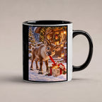 Geschenk-Inspektor – Rentiertasse. Beidseitige Motivansicht. 1 STUDIO. Innen schwarz.