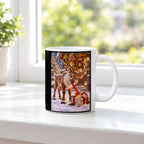 Geschenk-Inspektor – Rentiertasse. Beidseitige Motivansicht. 3 FENSTER. Weiß.