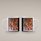 Geschenk-Inspektor – Rentiertasse. Beidseitige Motivansicht. 4 BEIDE SEITEN. Weiß.