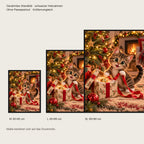 Geschenkband-Dieb – Gerahmtes Katzenbild. Schwarzer Rahmen ohne Passepartout. 5 GROESSEN. M 30×40, L45×60, XL60×80 cm.