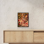 Geschenkband-Dieb – Gerahmtes Katzenbild. Schwarzer Rahmen ohne Passepartout. 3 RAUM 30x40cm. 30×40 cm.