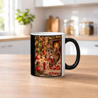 Geschenkband-Dieb – Katzentasse. Beidseitige Motivansicht. 2 KUECHE HEISS. Zaubertasse: Wärmeeffekt.