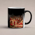 Geschenkband-Dieb – Katzentasse. Beidseitige Motivansicht. 6 WAERMEEFFEKT. Zaubertasse: Wärmeeffekt.