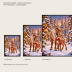 Nasenkuss im Schnee – Gerahmtes Rentierbild. Schwarzer Rahmen ohne Passepartout. 5 GROESSEN. M 30×40, L45×60, XL60×80 cm.