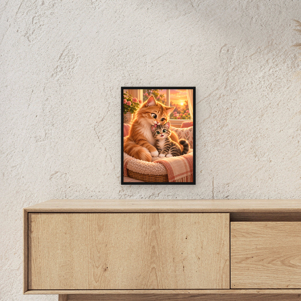 Herzensplatz – Gerahmtes Katzenbild. Schwarzer Rahmen ohne Passepartout. 3 RAUM 30x40cm. 30×40 cm.