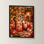 Das Geschenk bin ich – Gerahmtes Katzenbild. Schwarzer Rahmen ohne Passepartout. 2 WINKEL. 30×40 cm.