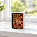 Das Geschenk bin ich – Katzentasse. Beidseitige Motivansicht. 3 FENSTER. Weiß.