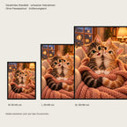 Zusammen ist es wärmer – Gerahmtes Katzenbild. Schwarzer Rahmen ohne Passepartout. 5 GROESSEN. M 30×40, L45×60, XL60×80 cm.