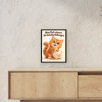 Schnurrende Gehaltserhöhung – Gerahmtes Katzenbild. Spruch: Mein Chef schnurrt bei Gehaltserhöhungen. Schwarzer Rahmen ohne Passepartout. 3 RAUM 30x40cm. 30×40 cm.