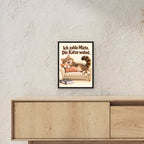 Wohnrecht mit Fell – Gerahmtes Katzenbild. Spruch: Ich zahle Miete. Die Katze wohnt. Schwarzer Rahmen ohne Passepartout. 3 RAUM 30x40cm. 30×40 cm.