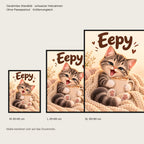 Kleiner Morgenmuffel – Gerahmtes Katzenbild. Spruch: Eepy Schwarzer Rahmen ohne Passepartout. 5 GROESSEN. M 30×40, L45×60, XL60×80 cm.