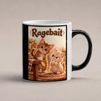 Keks an der Kante – Katzentasse mit Spruch. Spruch: Ragebait Beidseitige Motivansicht. 1 STUDIO HEISS. Zaubertasse: Wärmeeffekt.