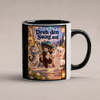 Kleine Tanzcrew – Katzentasse mit Spruch. Spruch: Dreh den Swag auf. Beidseitige Motivansicht. 1 STUDIO. Innen schwarz.