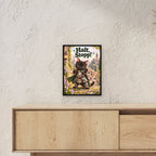 Tapferer Samtpfotenritter – Gerahmtes Katzenbild. Spruch: Halt, Stopp! Schwarzer Rahmen ohne Passepartout. 3 RAUM 30x40cm. 30×40 cm.