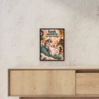 Frecher Zungenblick – Gerahmtes Katzenbild. Spruch: funk nonstop in her head Schwarzer Rahmen ohne Passepartout. 3 RAUM 30x40cm. 30×40 cm.