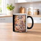 Nasenkuss zurück – Hasentasse mit Spruch. Spruch: Then she kissed him back. Beidseitige Motivansicht. 2 KUECHE HEISS. Zaubertasse: Wärmeeffekt.