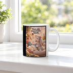 Nasenkuss zurück – Hasentasse mit Spruch. Spruch: Then she kissed him back. Beidseitige Motivansicht. 3 FENSTER. Weiß.