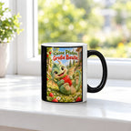 Erdbeerwächter – Drachen-Tasse. Spruch: Kleine Pfoten. Große Beute. Black Edition mit Wärmeeffekt. 3 FENSTER HEISS.
