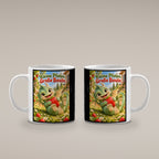 Erdbeerwächter – Drachen-Tasse. Spruch: Kleine Pfoten. Große Beute. Weiß. 4 BEIDE SEITEN.