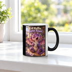 Morgenmuffel – Drachen-Tasse. Spruch: Erst Kaffee. Dann Feuer. Black Edition mit Wärmeeffekt. 3 FENSTER HEISS.