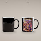Morgenmuffel – Drachen-Tasse. Spruch: Erst Kaffee. Dann Feuer. Black Edition mit Wärmeeffekt. 4 KALT HEISS.