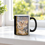 Erstes Funkeln – Drachen-Tasse. Spruch: Klein geschlüpft. Groß geliebt. Black Edition mit Wärmeeffekt. 3 FENSTER HEISS.