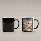 Erstes Funkeln – Drachen-Tasse. Spruch: Klein geschlüpft. Groß geliebt. Black Edition mit Wärmeeffekt. 4 KALT HEISS.