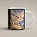 Erstes Funkeln – Drachen-Tasse. Spruch: Klein geschlüpft. Groß geliebt. Weiß. 1 STUDIO.