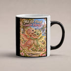 Drachenliebe – Drachen-Tasse. Spruch: Mit dir fliegt mein Herz. Black Edition mit Wärmeeffekt. 1 STUDIO HEISS.